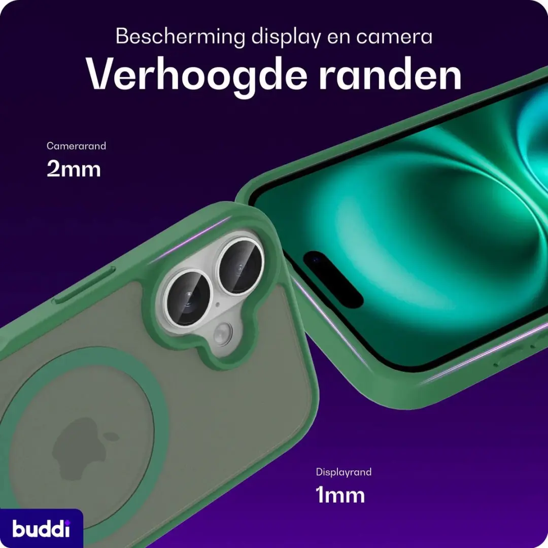 Buddi Frost iPhone 16 Hoesje - Mat Groen - MagSafe - afbeelding 2 van 6