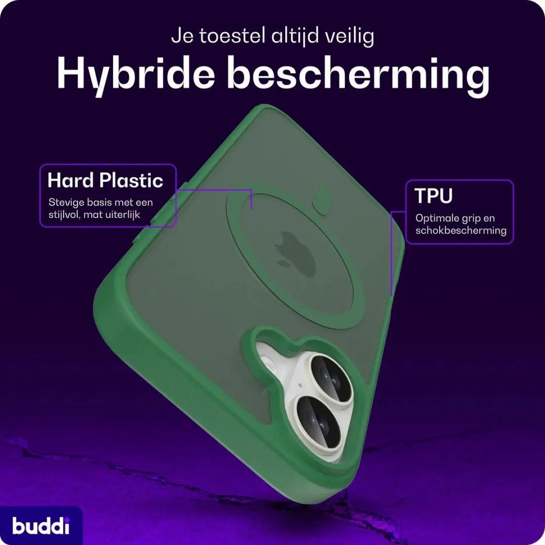 Buddi Frost iPhone 16 Hoesje - Mat Groen - MagSafe - afbeelding 6 van 6
