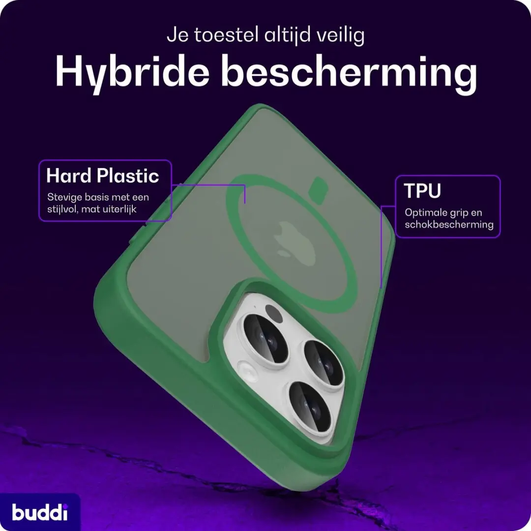 Buddi Frost iPhone 16 Pro Hoesje - Mat Groen - afbeelding 2 van 6