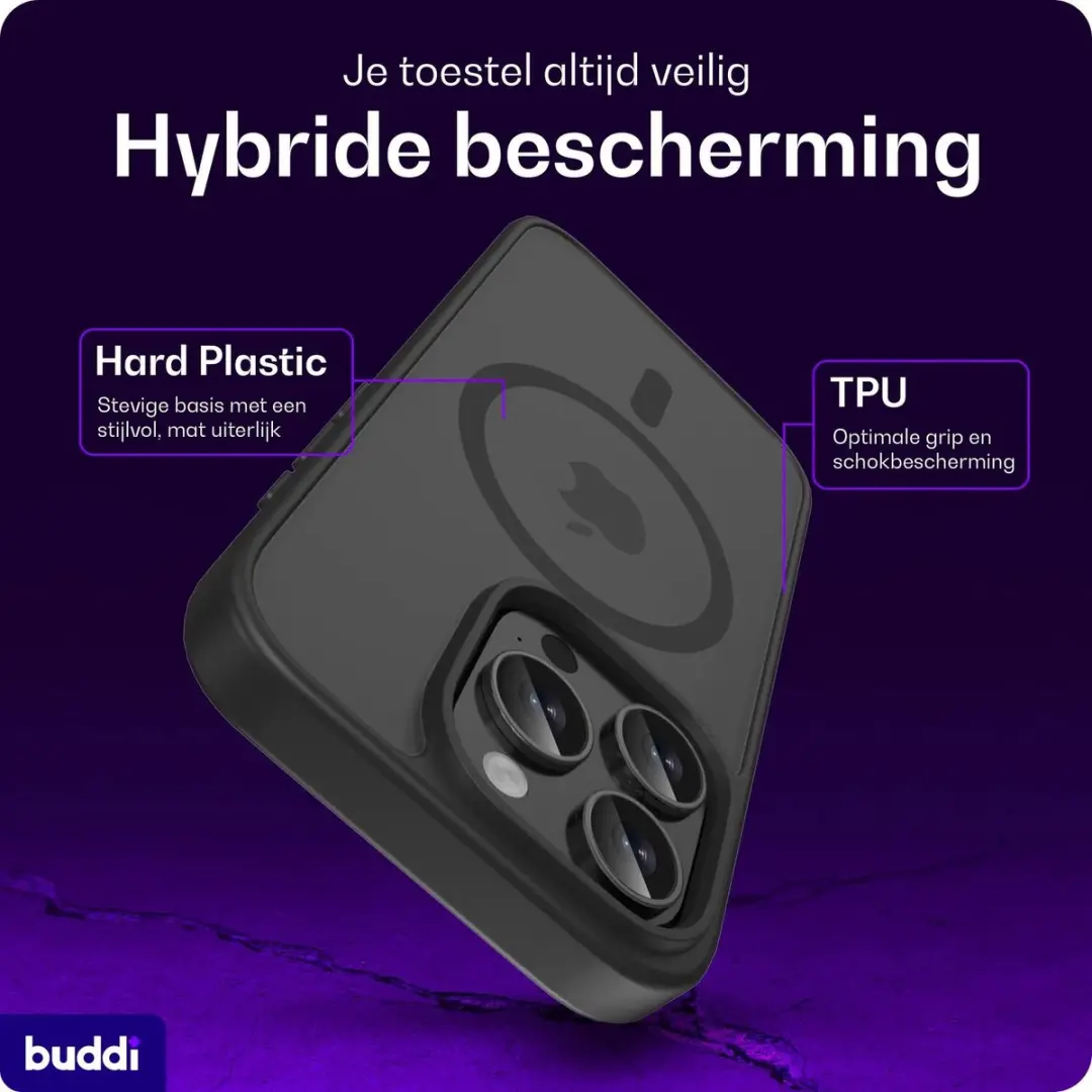 Buddi Frost iPhone 15 Pro Hoesje - Mat Zwart - afbeelding 3 van 6