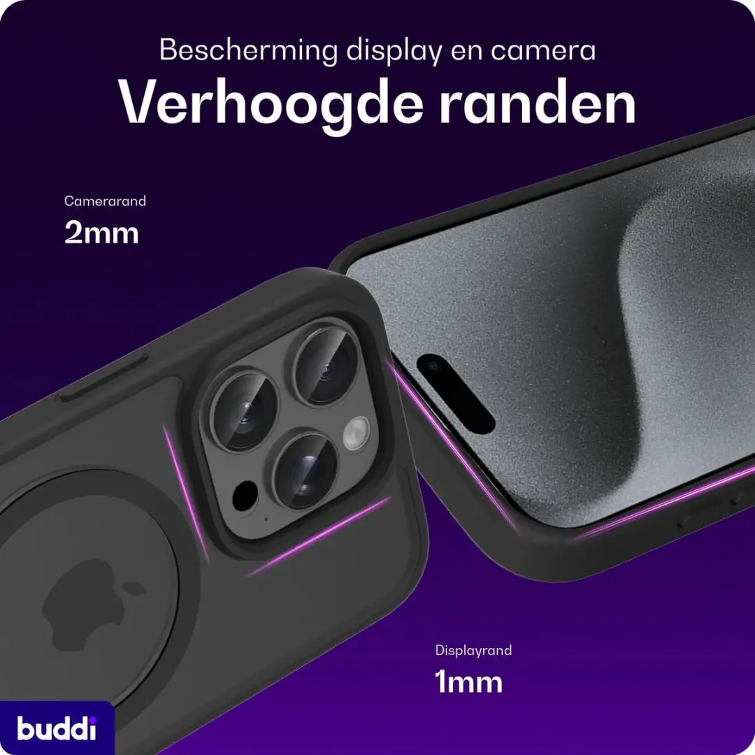 Buddi Frost iPhone 15 Pro Hoesje - Mat Zwart - afbeelding 2 van 6
