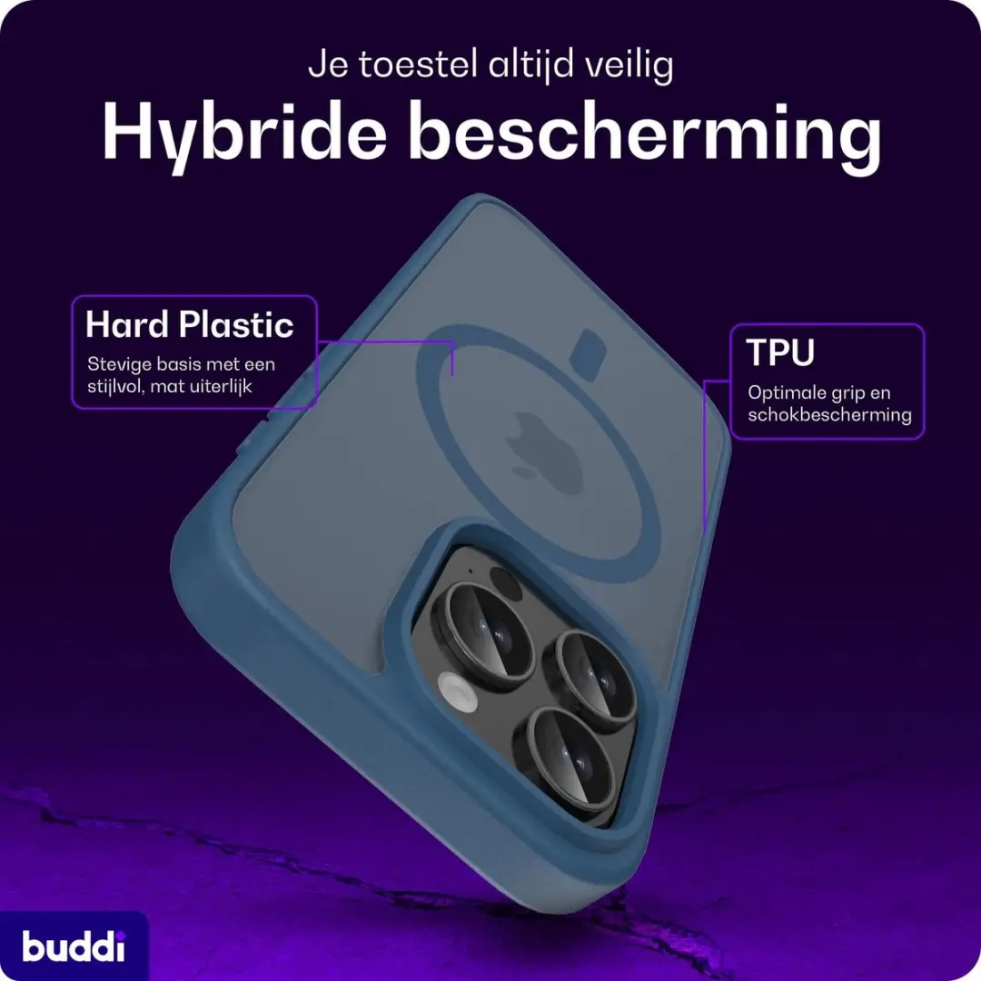 Buddi Frost iPhone 15 Pro Hoesje - Mat Donkerblauw - MagSafe - afbeelding 2 van 6