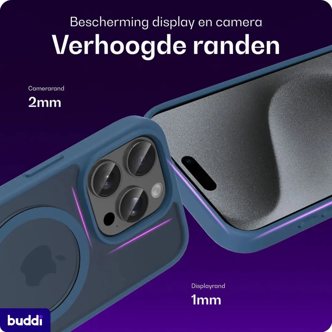 Buddi Frost iPhone 15 Pro Max Hoesje - Mat Donkerblauw - afbeelding 6 van 6