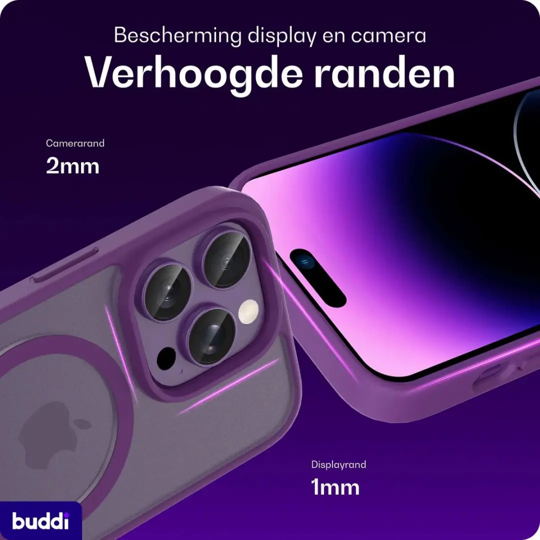 Buddi Frost iPhone 14 Pro Hoesje - Mat Paars - afbeelding 5 van 6