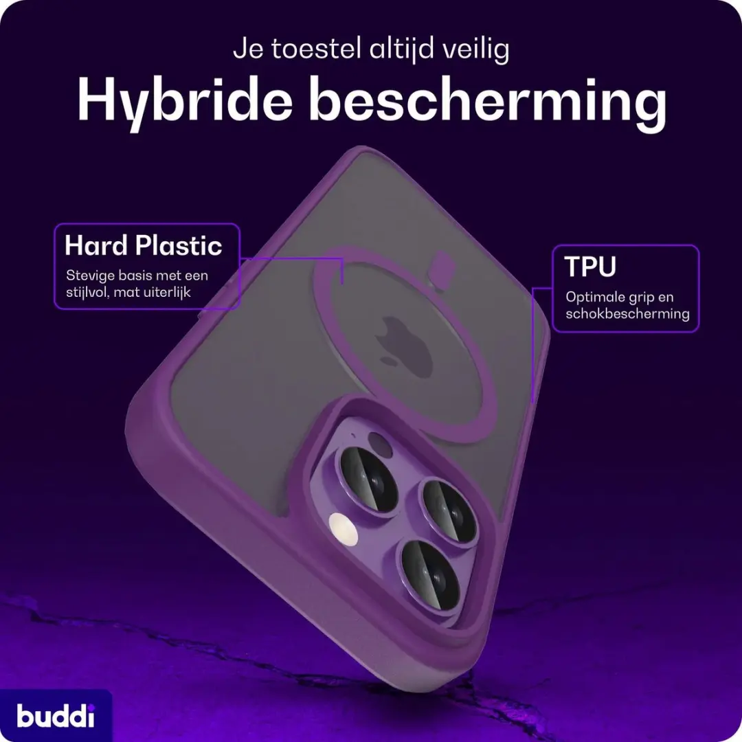 Buddi Frost iPhone 14 Pro Hoesje - Mat Paars - afbeelding 2 van 6