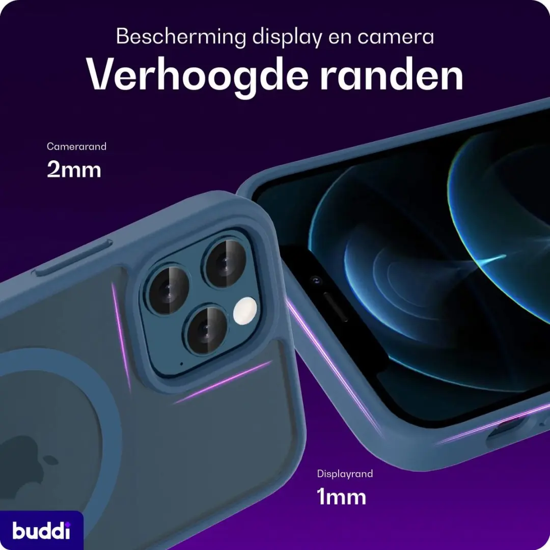 Buddi Frost iPhone 12/12 Pro Hoesje - Mat Donkerblauw - MagSafe - afbeelding 4 van 6