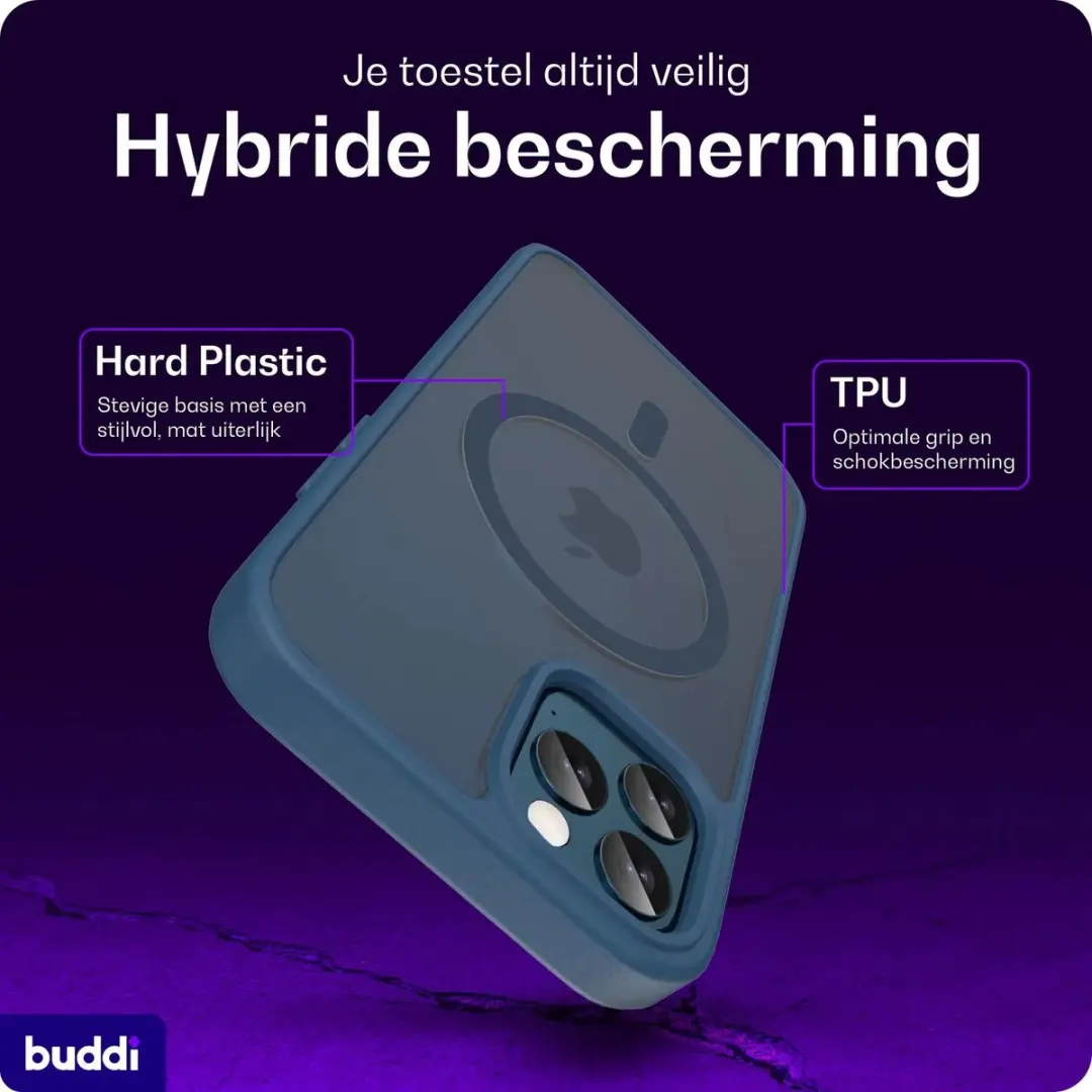 Buddi Frost iPhone 12/12 Pro Hoesje - Mat Donkerblauw - MagSafe - afbeelding 3 van 6