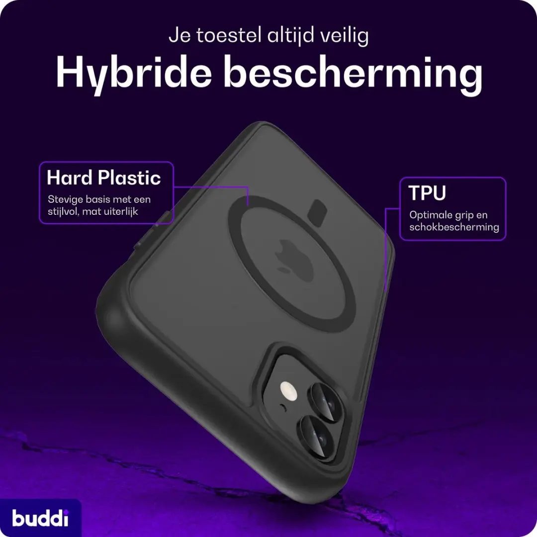 Buddi Frost iPhone 11 Hoesje - Mat Zwart - MagSafe - afbeelding 6 van 6