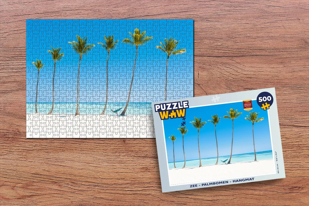 PuzzleWow Zee Palmbomen Hangmat Legpuzzel 500 Stuks - Multicolor
