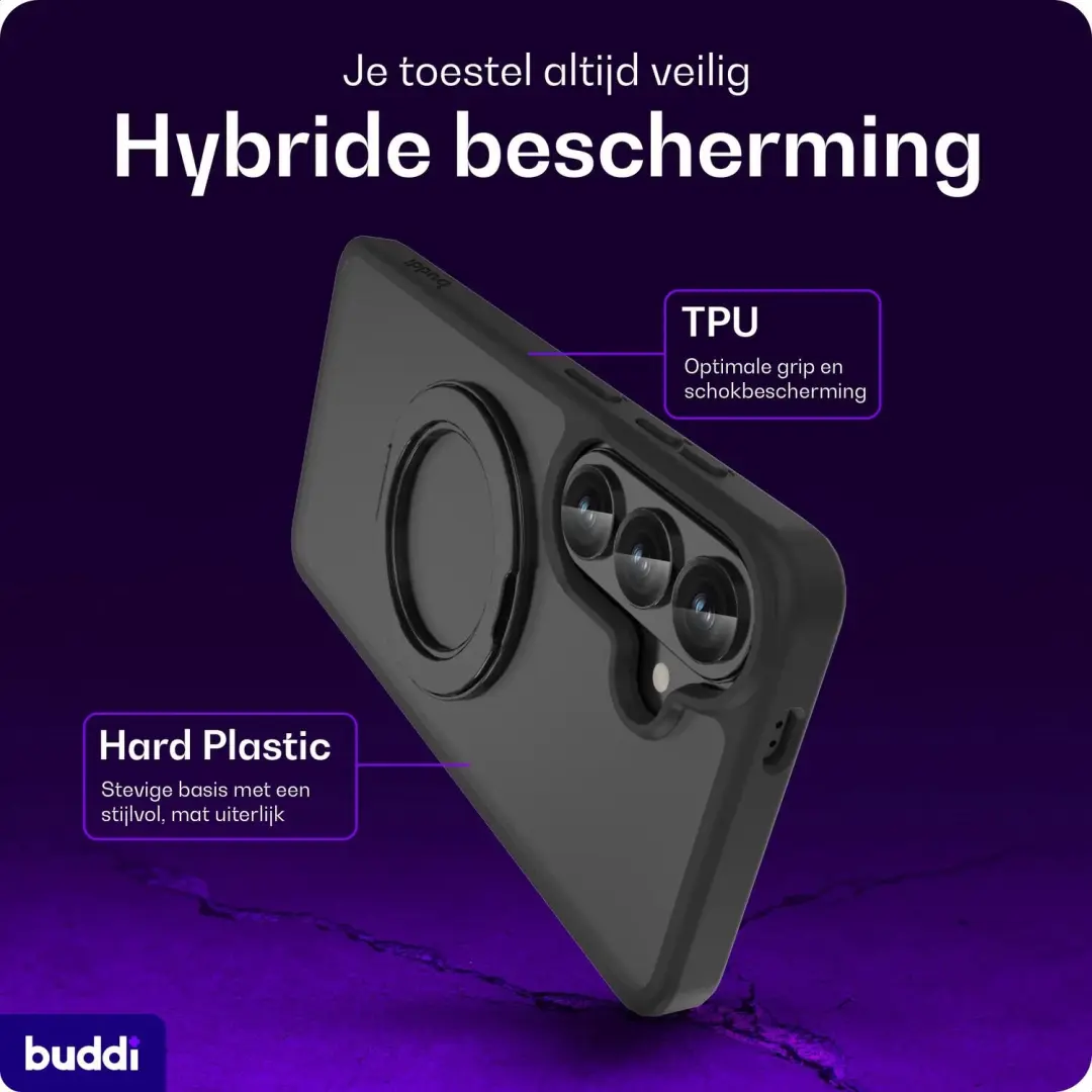 Buddi Frost Hoesje Samsung Galaxy S26 Plus - Mat Zwart - MagSafe - afbeelding 5 van 6