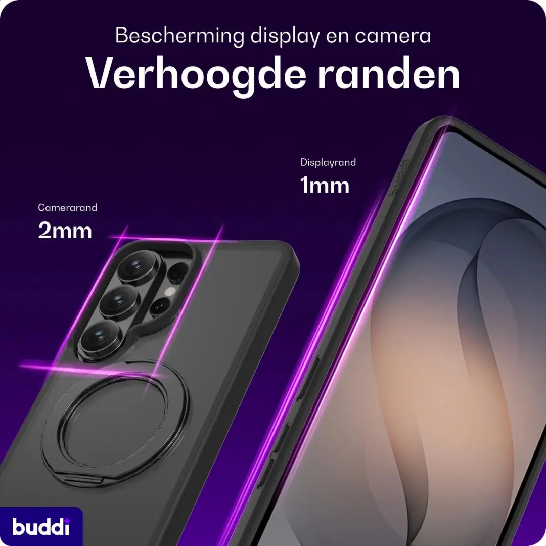 Buddi Frost Hoesje Samsung Galaxy S26 Ultra - Mat Zwart - MagSafe - afbeelding 4 van 6