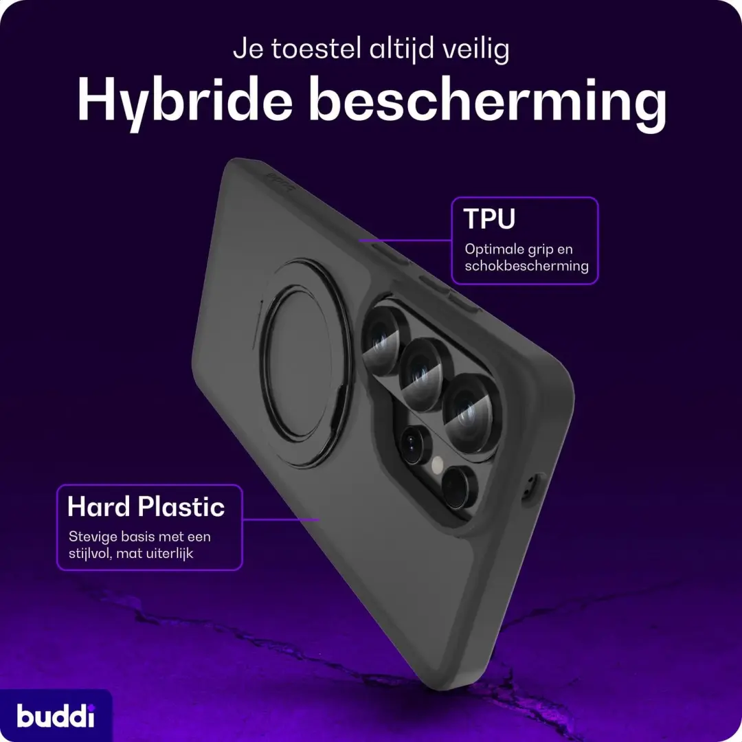Buddi Frost Hoesje Samsung Galaxy S26 Ultra - Mat Zwart - MagSafe - afbeelding 2 van 6