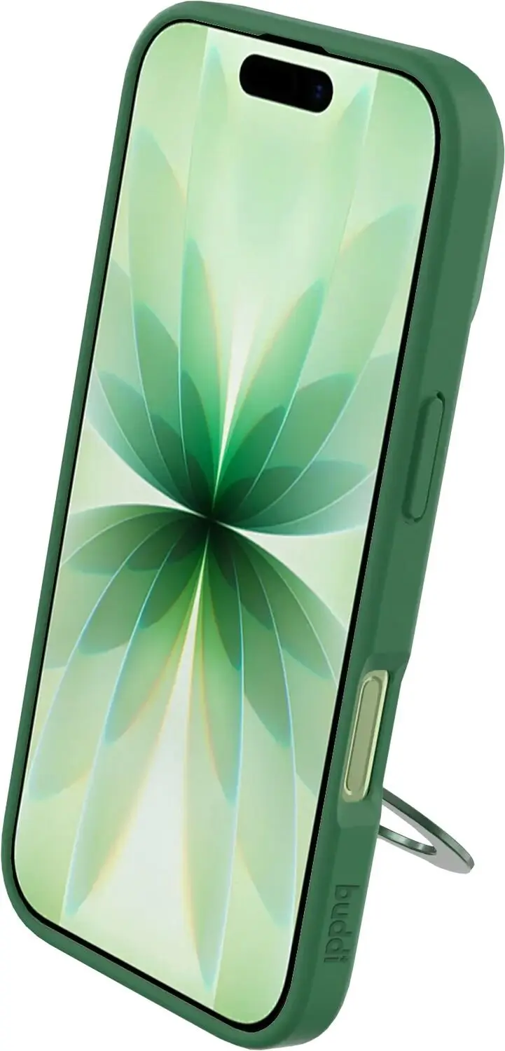 Buddi Frost iPhone 17 Hoesje - Mat Groen - MagSafe Ring Stand - afbeelding 4 van 6