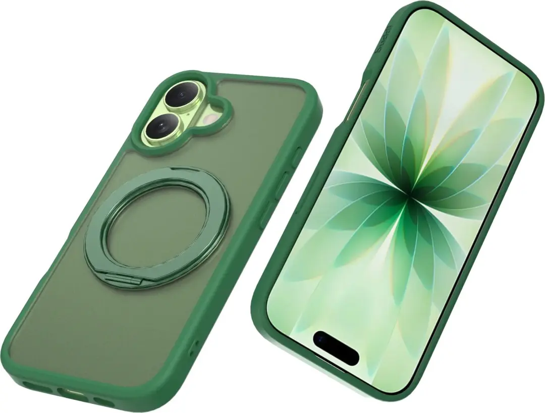 Buddi Frost iPhone 17 Hoesje - Mat Groen - MagSafe Ring Stand - afbeelding 3 van 6