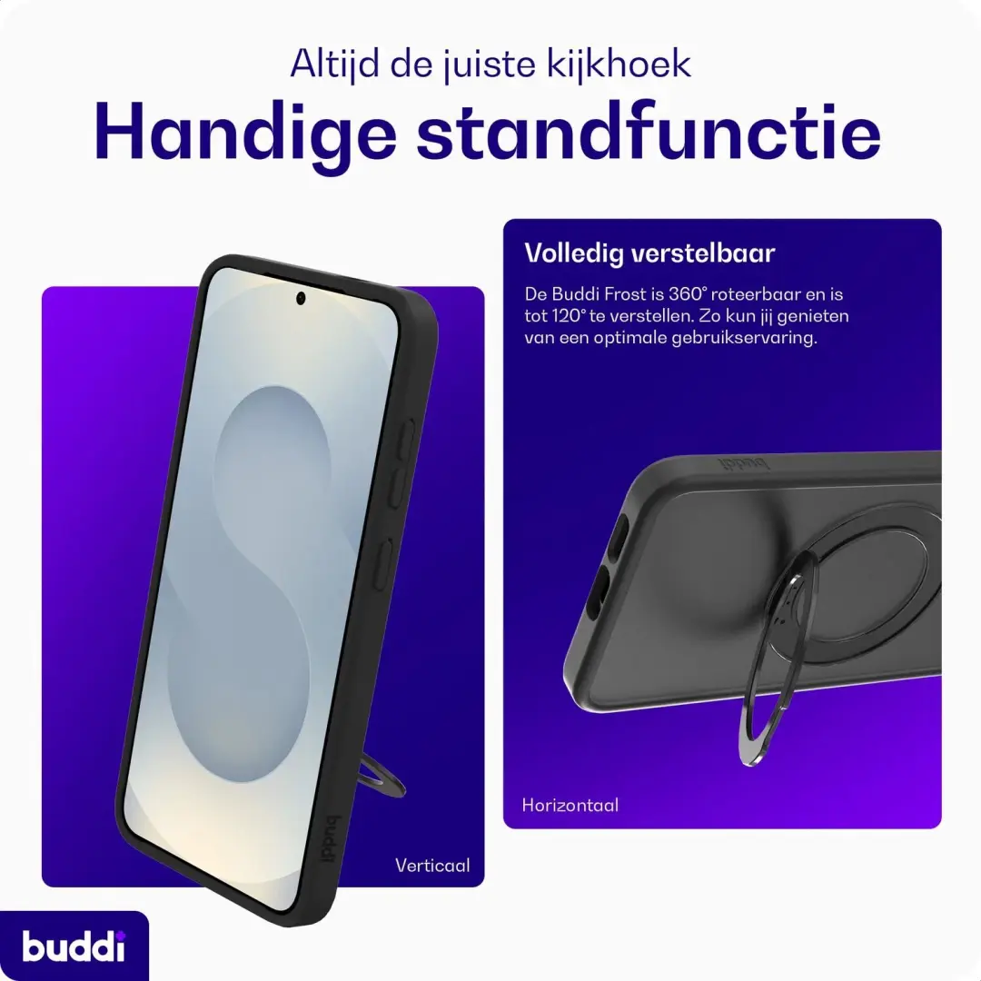 Buddi Frost Hoesje Samsung Galaxy S25/S24 - Mat Zwart - MagSafe - afbeelding 5 van 6