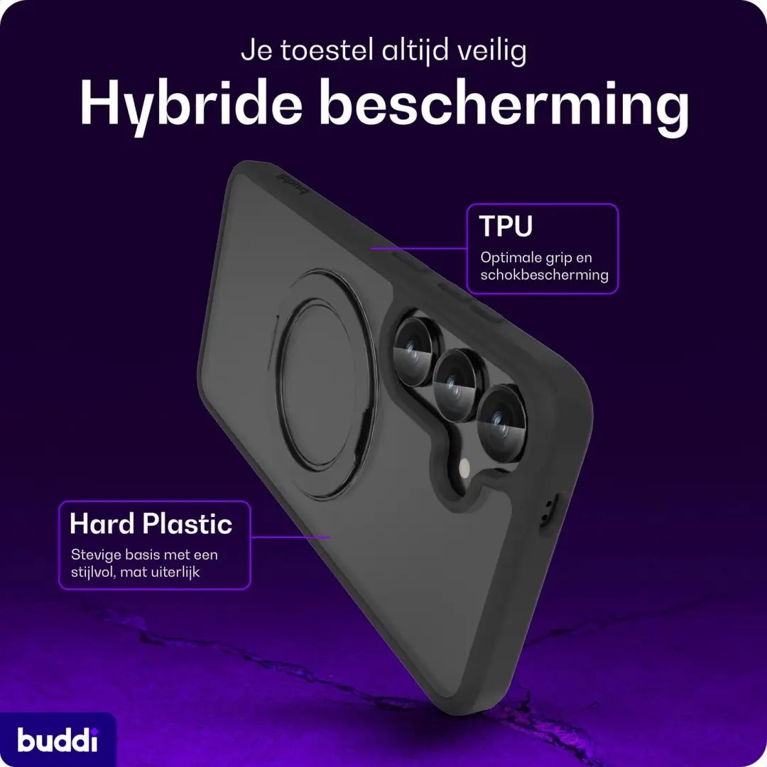 Buddi Frost Hoesje S25/S24 Plus - Mat Zwart - MagSafe - afbeelding 4 van 6