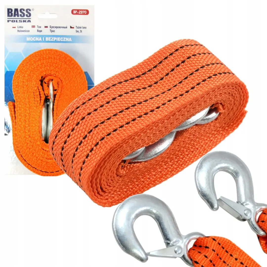 Merkloze Sleepkabel 5m 5 Ton met 2 Haken