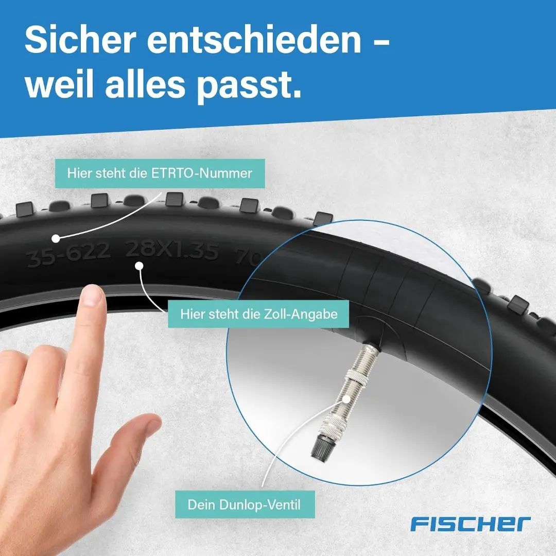Fischer Fietsbinnenband 28" 40mm - 4 Stuks - Dunlop - afbeelding 4 van 6