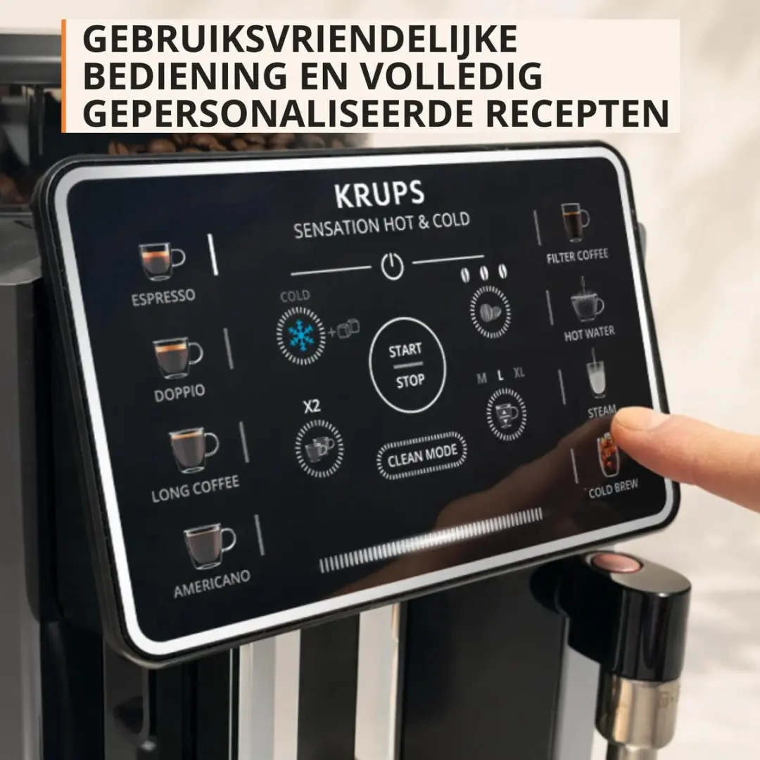 Krups Sensation Hot & Cold EA913H Espressomachine - 12 Recepten - Zwart - afbeelding 6 van 6
