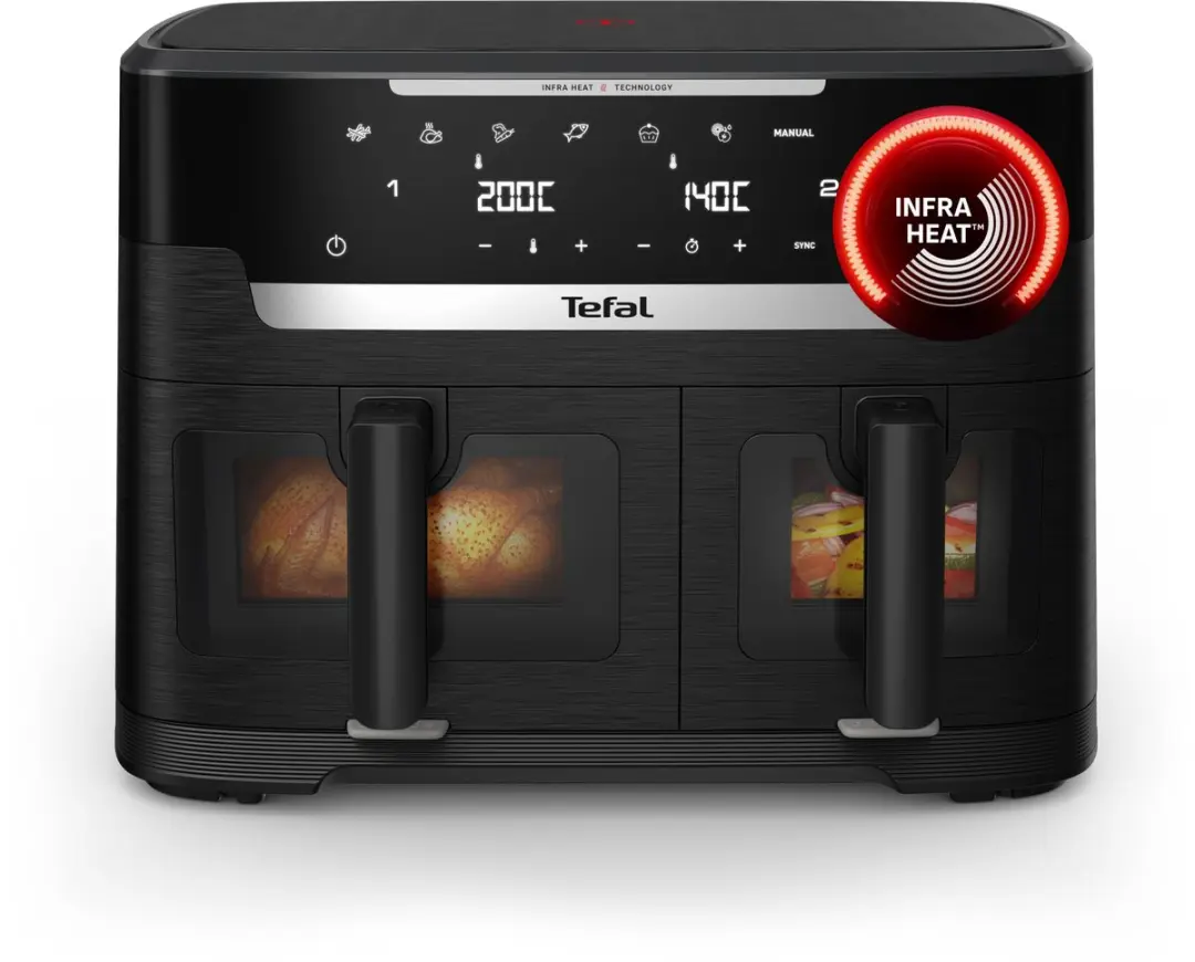 Tefal Ever Fry Dual XXL EY9488 Airfryer - 2700W - Zwart - afbeelding 2 van 6