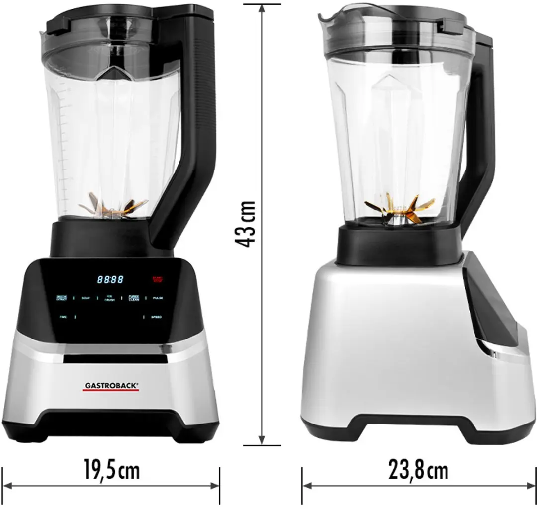 Gastroback Multi Power Mix & Soep Blender 2000W - Zwart - afbeelding 4 van 6