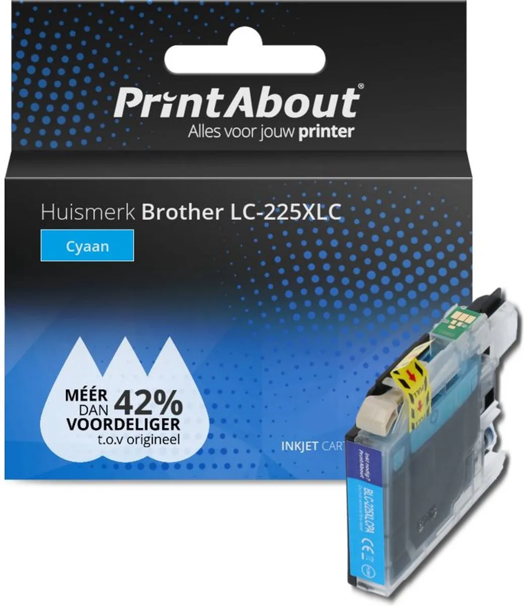 PrintAbout LC-225XLC Inktcartridge - Cyaan - 1500 pagina's