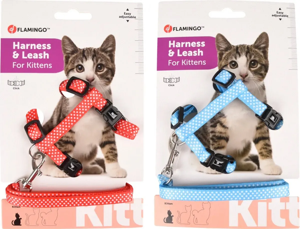 Flamingo Kittenharnas Aiwa - 15-25cm 10mm - Meerdere kleuren - afbeelding 6 van 6