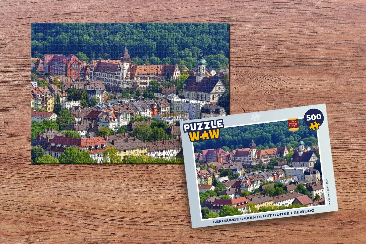 PuzzleWow Legpuzzel 500 Stuks Multicolor - Freiburg Daken