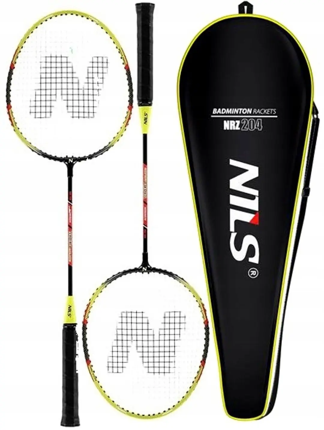 NILS Badminton Set: 2 Aluminium Rackets, Full Cover, 66 CM