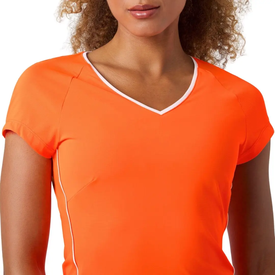 Björn Borg Ace V-hals Shirt Dames - S - Oranje/Wit - afbeelding 5 van 5