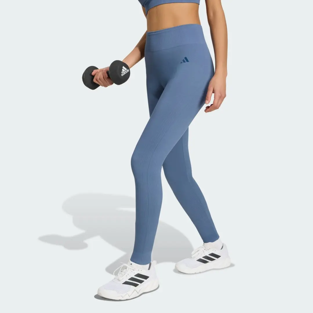 Adidas Workout Essentials Knit Lange Legging XXS - Blauw - afbeelding 4 van 6