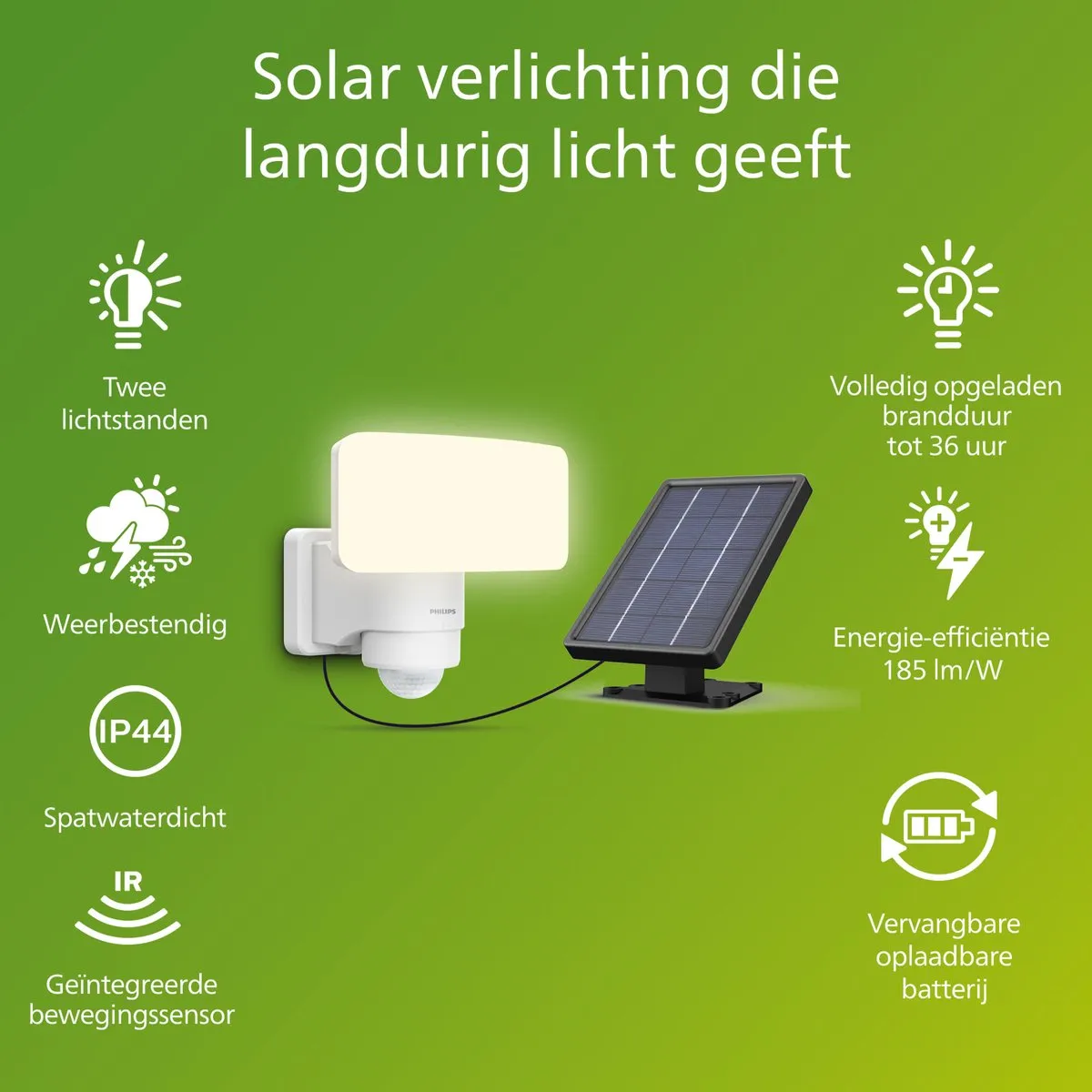 Philips Tylus Solar Beveiligingslamp 6W - Wit