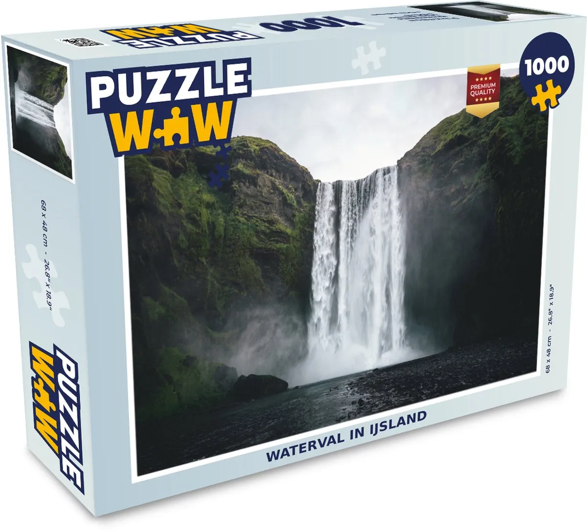 PuzzleWow Waterval IJsland Legpuzzel 1000 Stuks - Multicolor