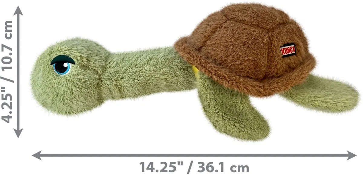KONG Scruffs Turtle Hondenspeelgoed Medium/Large - Groen/Bruin