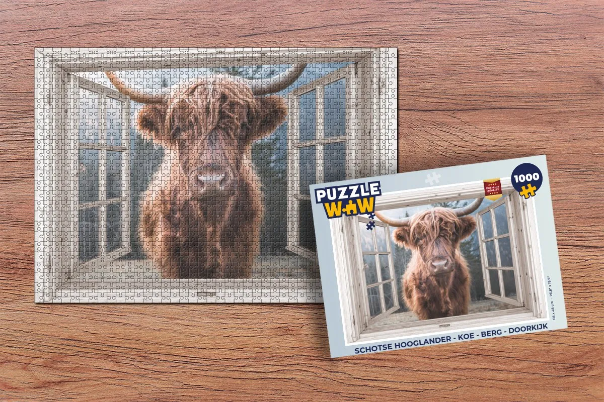PuzzleWow Schotse Hooglander Legpuzzel 1000 Stuks - Multicolor