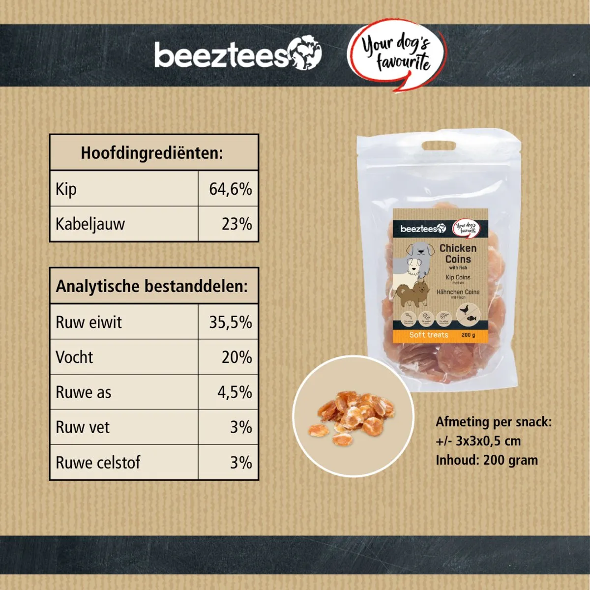 Beeztees Tasty Treats Kip Coins met Vis Mini Hondensnacks 200g