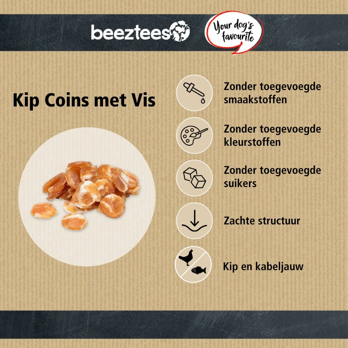 Beeztees Tasty Treats Kip Coins met Vis Mini Hondensnacks 200g