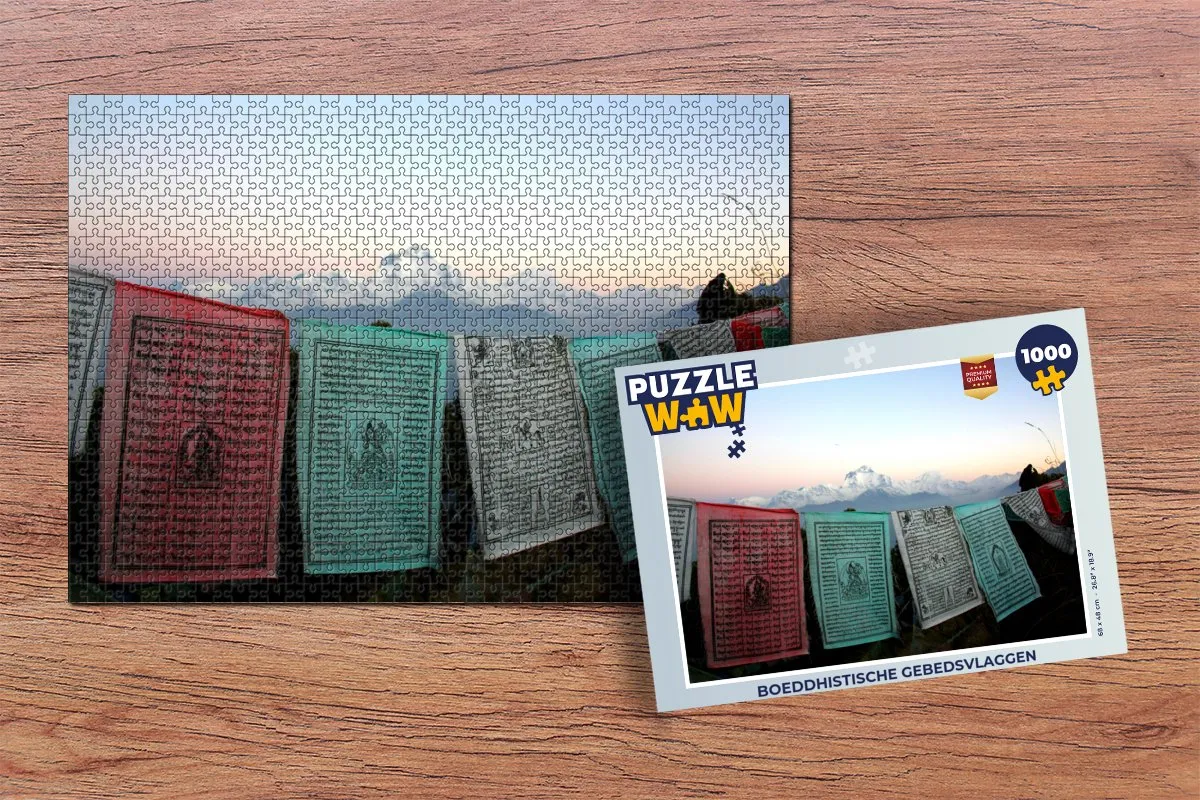 PuzzleWow Boeddhistische Gebedsvlaggen Legpuzzel 1000 Stuks - Multicolor