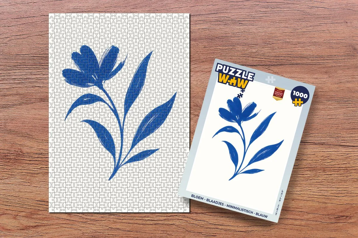 PuzzleWow Bloem Blaadjes Legpuzzel 1000 Stuks - Minimalistisch Blauw