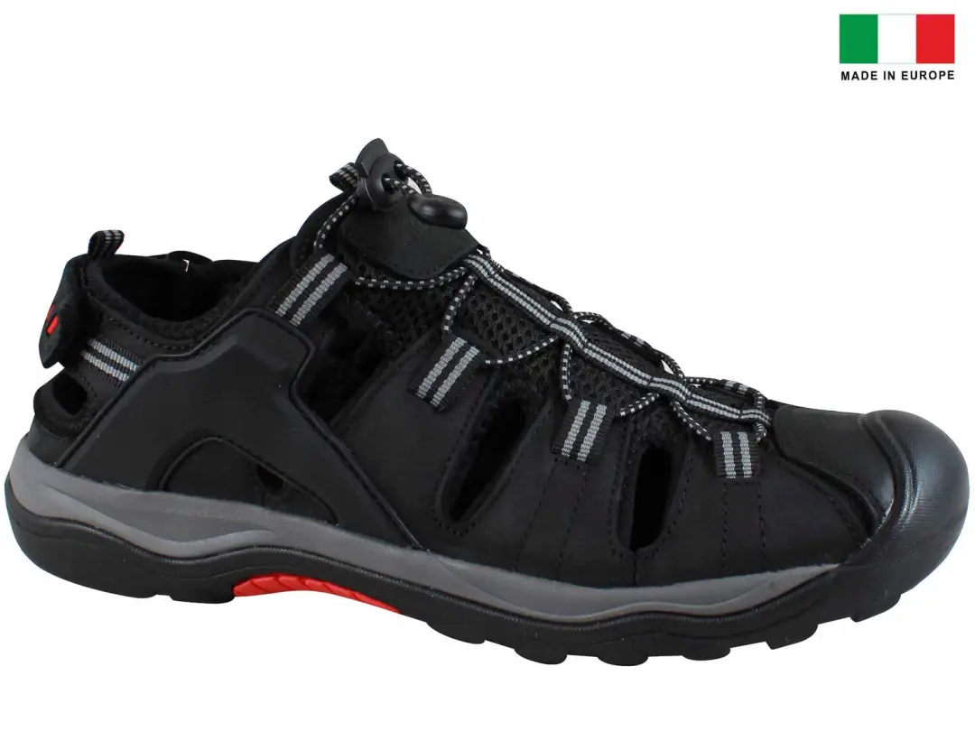 Grisport Heren Sandalen Sportief Zwart Leer Klittenband Maat 44