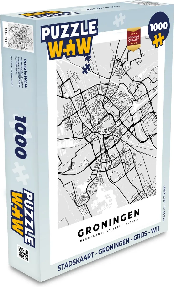 PuzzleWow Stadskaart Groningen Legpuzzel 1000 Stuks