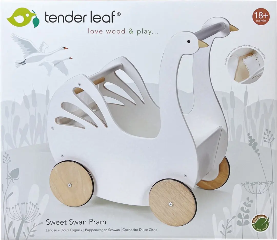 Tender Leaf Toys Poppenwagen Sweet Swan - Multicolor - afbeelding 4 van 6