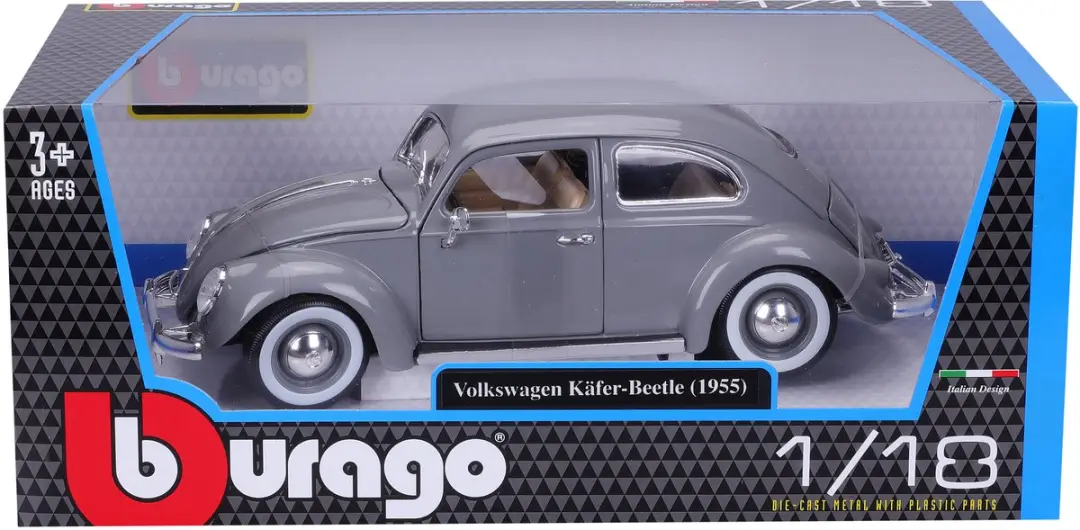 Bburago Volkswagen Kafert-Beetle 1:18 Modelauto - Grijs - afbeelding 4 van 4