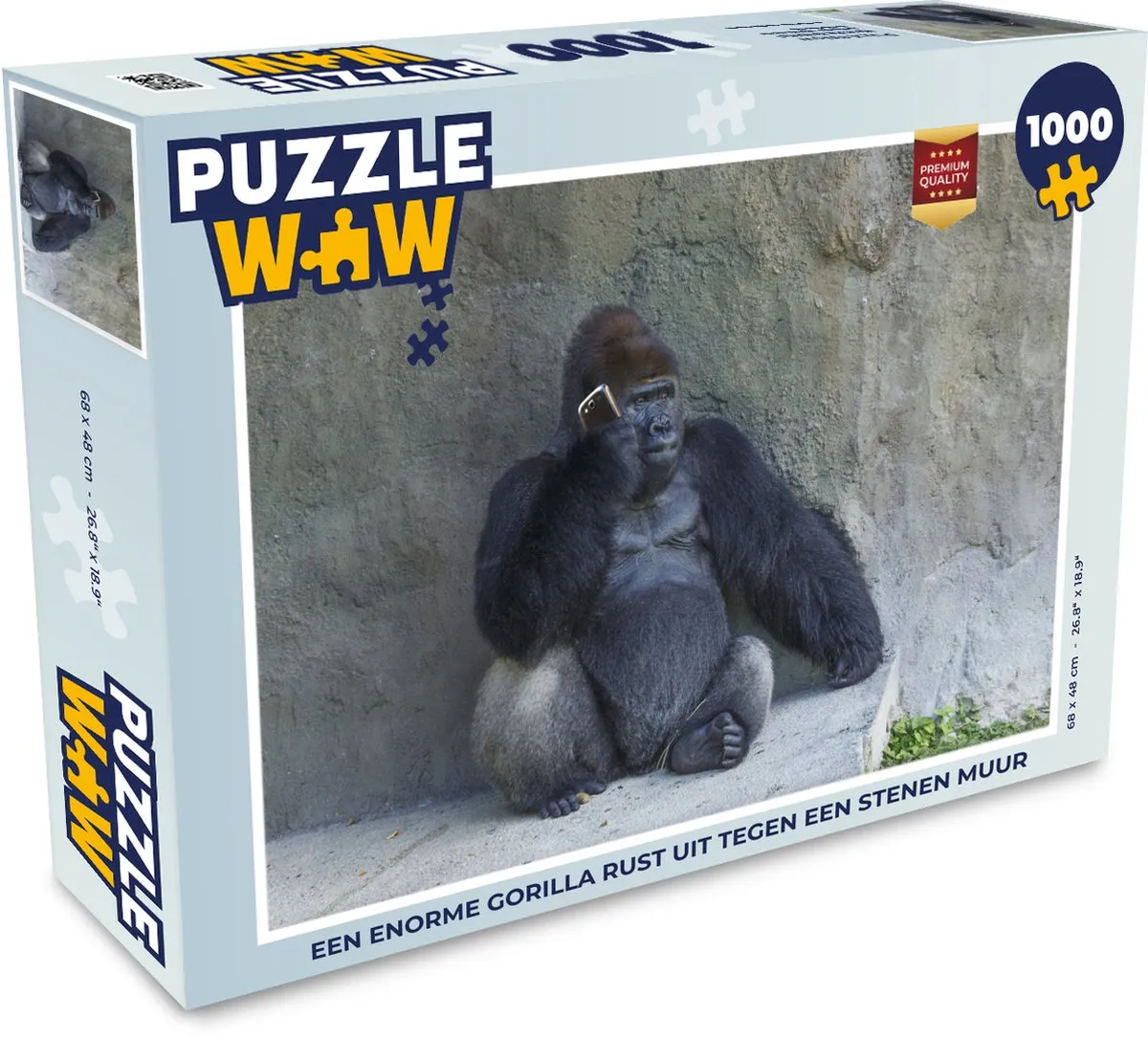 PuzzleWow Legpuzzel 1000 Stuks - Gorilla Multicolor
