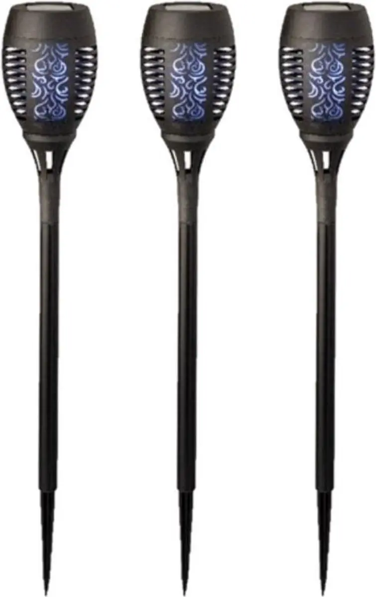 Set van 3x stuks lumineo solar tuinfakkel