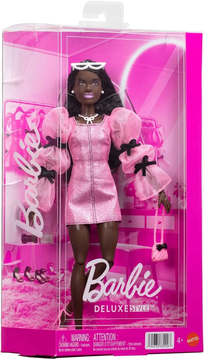 Barbie Deluxe Style-pop JJN75 - Metallic roze jurk - afbeelding 2 van 6