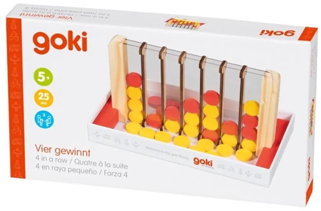 Goki strategiespel 4 op een rij educatief kinderspel reisformaat.