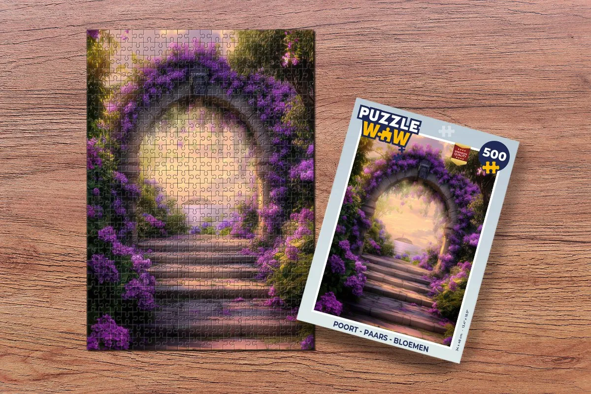 PuzzleWow Legpuzzel 500 Stuks - Paarse Bloemenpoort