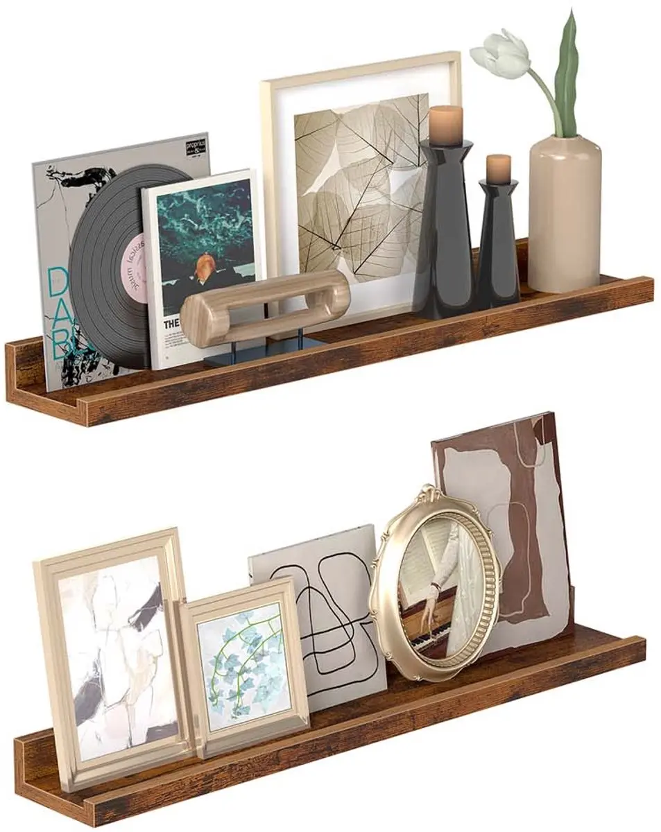 Songmics Wandplanken 2x60cm Vintage bruin
