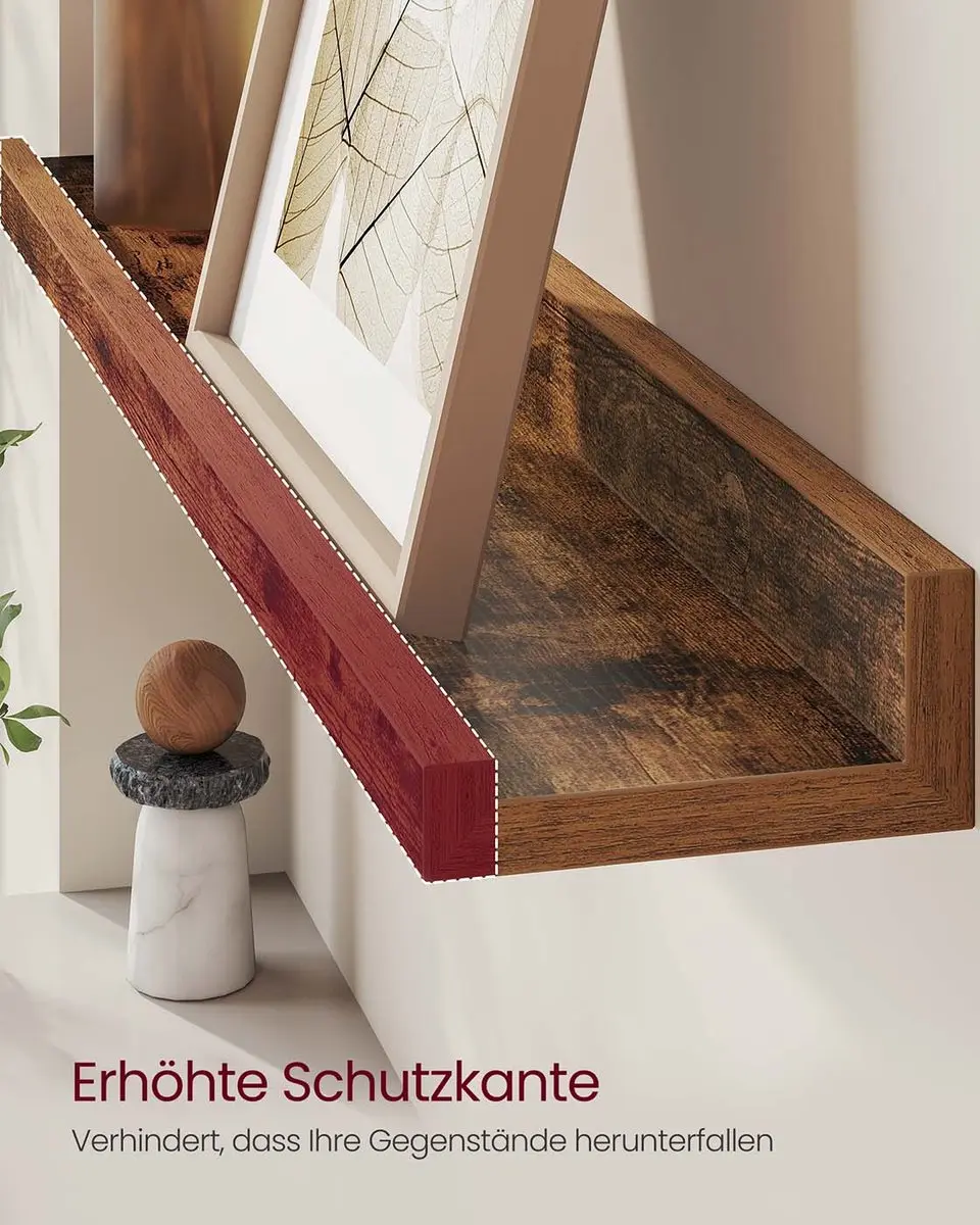 Songmics Wandplanken 2x60cm Vintage bruin - afbeelding 2 van 6
